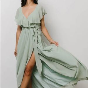 Baltic born Katya Ruffle Maxi Dress, size XL, sage color
